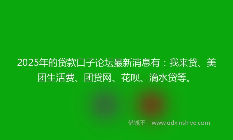2025年的贷款口子论坛最新消息有：我来贷、美团生活费、团贷网、花呗、滴水贷等。