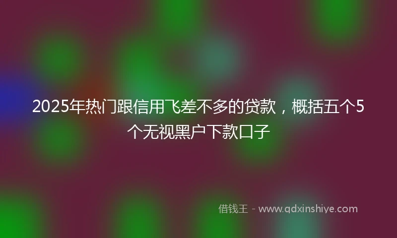 2025年热门跟信用飞差不多的贷款，概括五个5个无视黑户下款口子