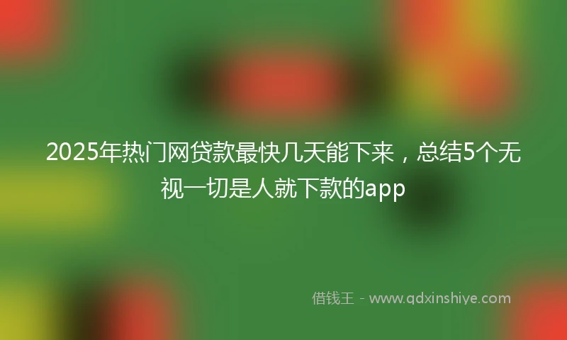 2025年热门网贷款最快几天能下来，总结5个无视一切是人就下款的app
