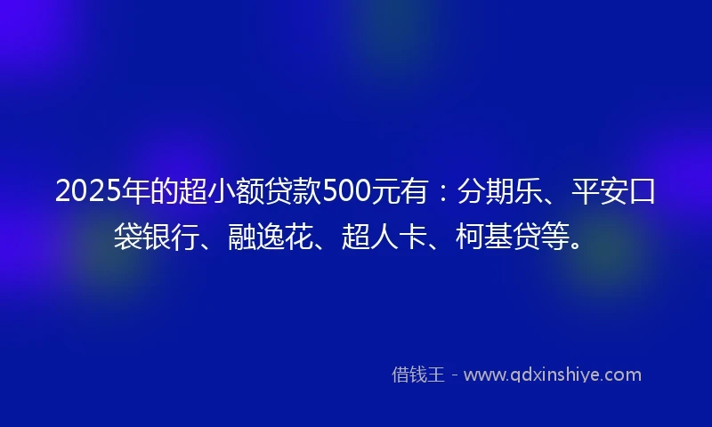 2025年的超小额贷款500元有：分期乐、平安口袋银行、融逸花、超人卡、柯基贷等。