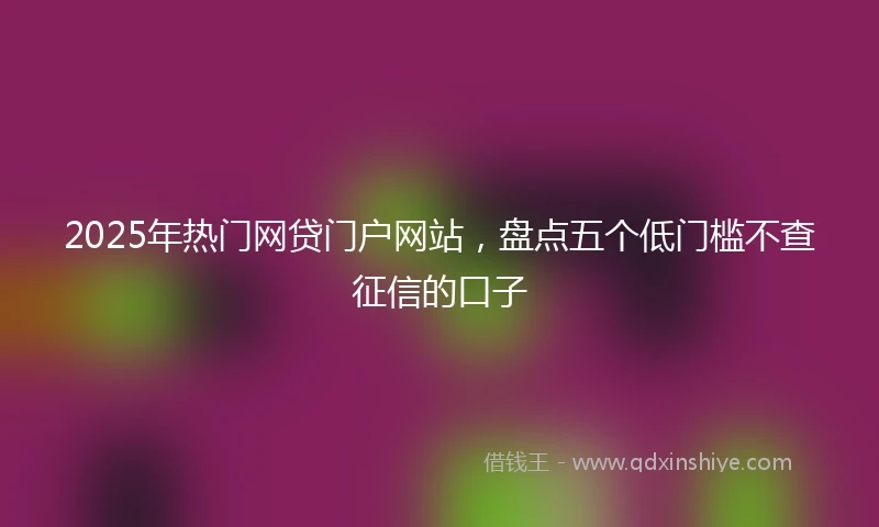 2025年热门网贷门户网站，盘点五个低门槛不查征信的口子