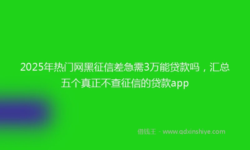 2025年热门网黑征信差急需3万能贷款吗，汇总五个真正不查征信的贷款app