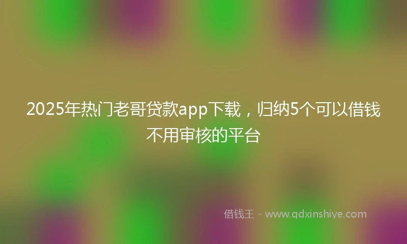 2025年热门老哥贷款app下载，归纳5个可以借钱不用审核的平台