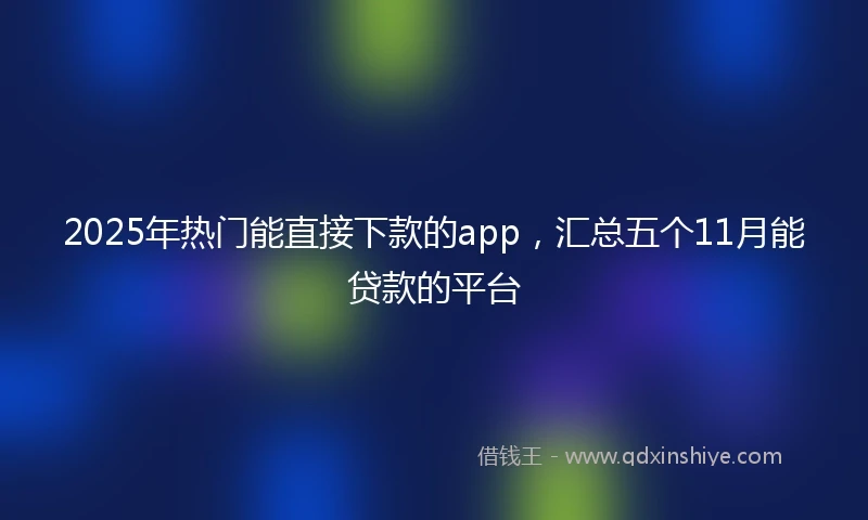 2025年热门能直接下款的app，汇总五个11月能贷款的平台