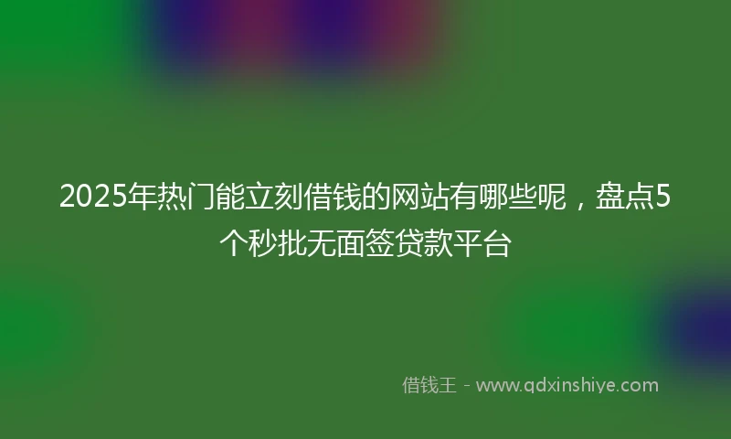 2025年热门能立刻借钱的网站有哪些呢，盘点5个秒批无面签贷款平台