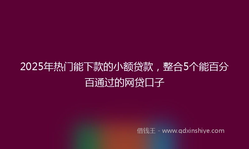 2025年热门能下款的小额贷款，整合5个能百分百通过的网贷口子