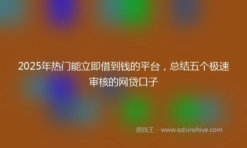2025年热门能立即借到钱的平台，总结五个极速审核的网贷口子