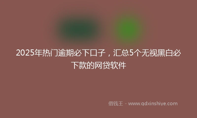 2025年热门逾期必下口子，汇总5个无视黑白必下款的网贷软件