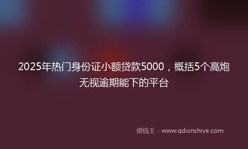 2025年热门身份证小额贷款5000,概括5个高炮无视逾期能下的平台