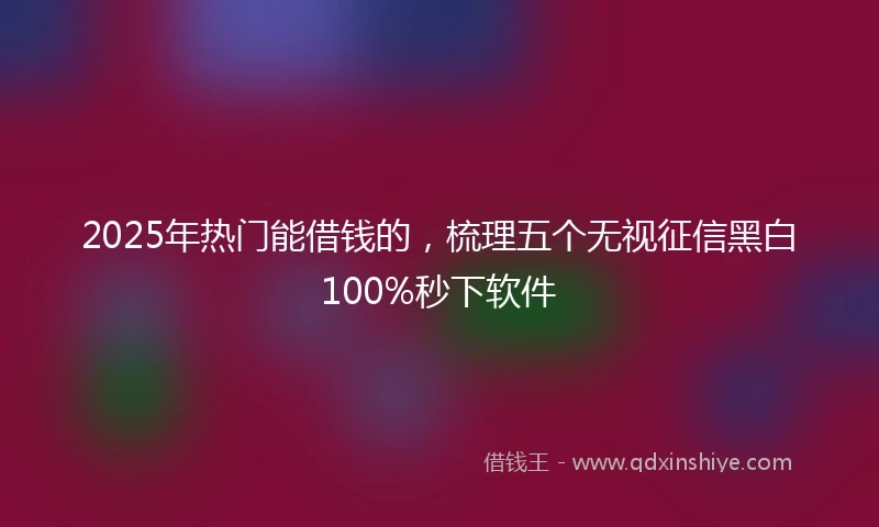 2025年热门能借钱的，梳理五个无视征信黑白100%秒下软件