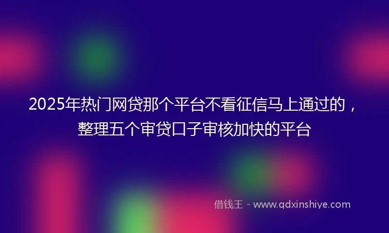 2025年热门网贷那个平台不看征信马上通过的，整理五个审贷口子审核加快的平台