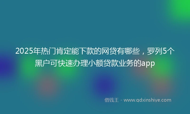 2025年热门肯定能下款的网贷有哪些，罗列5个黑户可快速办理小额贷款业务的app