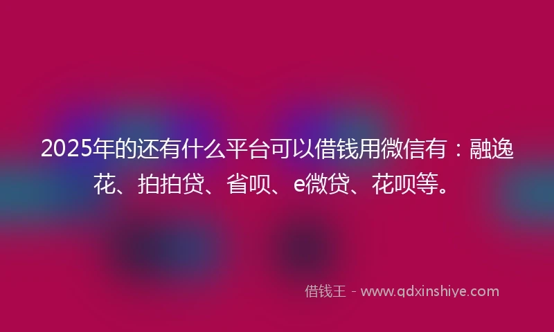 2025年的还有什么平台可以借钱用微信有：融逸花、拍拍贷、省呗、e微贷、花呗等。