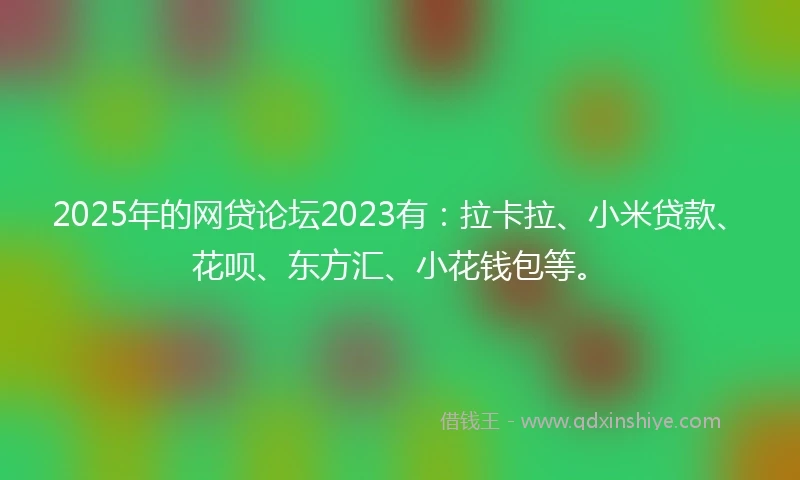 2025年的网贷论坛2023有：拉卡拉、小米贷款、花呗、东方汇、小花钱包等。