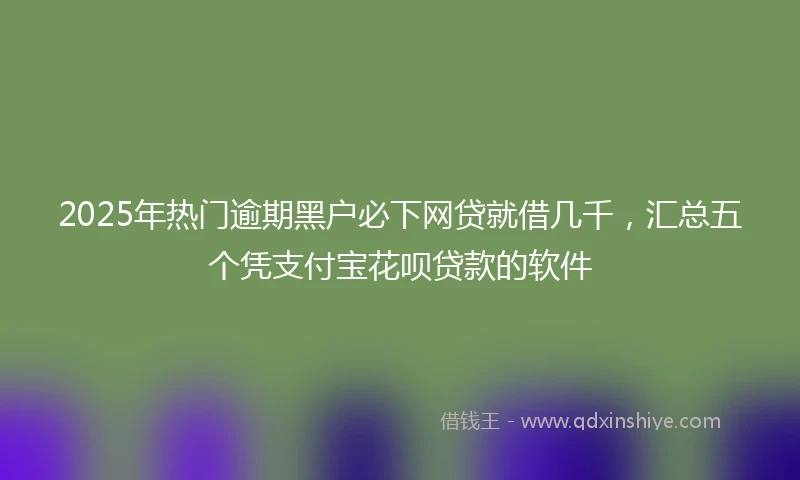 2025年热门逾期黑户必下网贷就借几千，汇总五个凭支付宝花呗贷款的软件