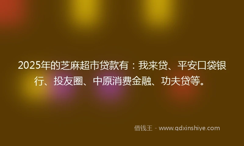 2025年的芝麻超市贷款有：我来贷、平安口袋银行、投友圈、中原消费金融、功夫贷等。