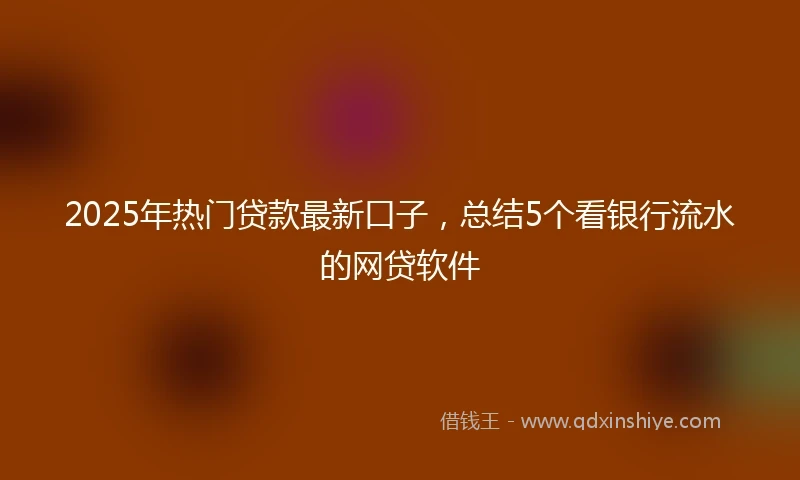 2025年热门贷款最新口子，总结5个看银行流水的网贷软件