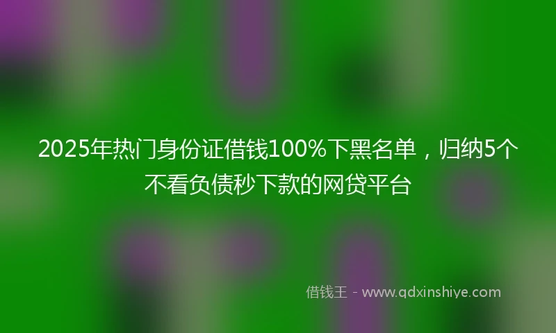 2025年热门身份证借钱100%下黑名单，归纳5个不看负债秒下款的网贷平台