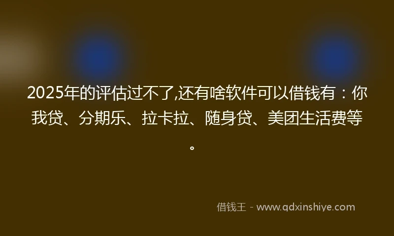 2025年的评估过不了,还有啥软件可以借钱有：你我贷、分期乐、拉卡拉、随身贷、美团生活费等。