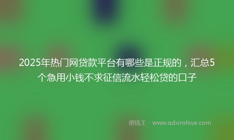 2025年热门网贷款平台有哪些是正规的，汇总5个急用小钱不求征信流水轻松贷的口子