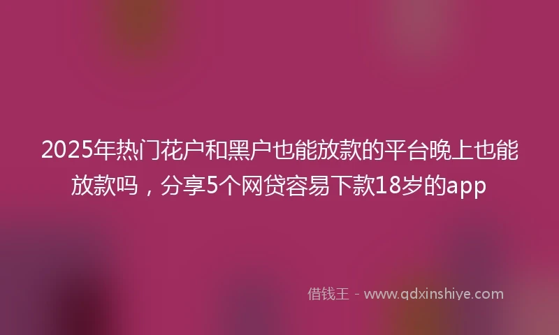 2025年热门花户和黑户也能放款的平台晚上也能放款吗，分享5个网贷容易下款18岁的app