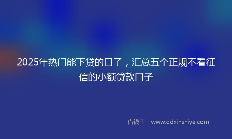 2025年热门能下贷的口子，汇总五个正规不看征信的小额贷款口子