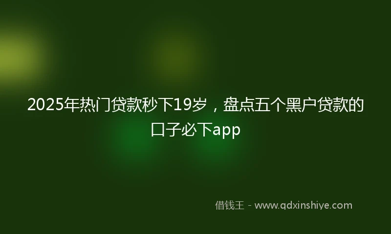 2025年热门贷款秒下19岁，盘点五个黑户贷款的口子必下app