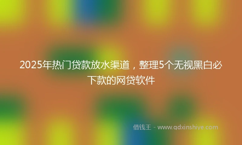 2025年热门贷款放水渠道，整理5个无视黑白必下款的网贷软件