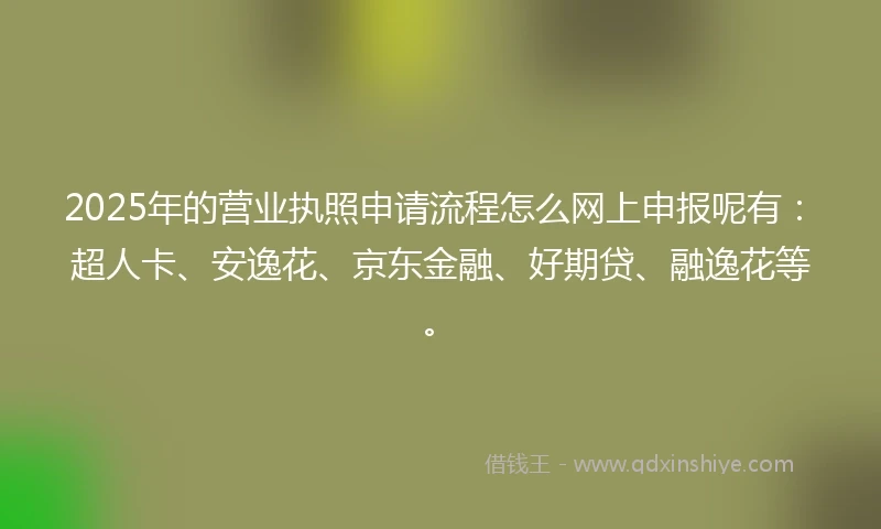 2025年的营业执照申请流程怎么网上申报呢有：超人卡、安逸花、京东金融、好期贷、融逸花等。
