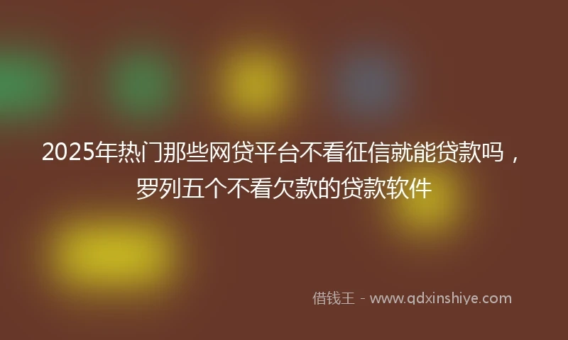 2025年热门那些网贷平台不看征信就能贷款吗，罗列五个不看欠款的贷款软件