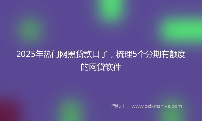 2025年热门网黑贷款口子，梳理5个分期有额度的网贷软件