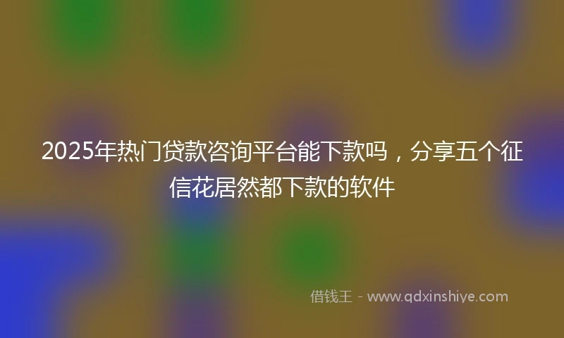 2025年热门贷款咨询平台能下款吗，分享五个征信花居然都下款的软件