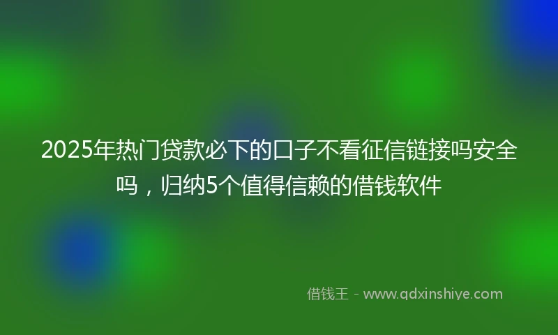 2025年热门贷款必下的口子不看征信链接吗安全吗，归纳5个值得信赖的借钱软件