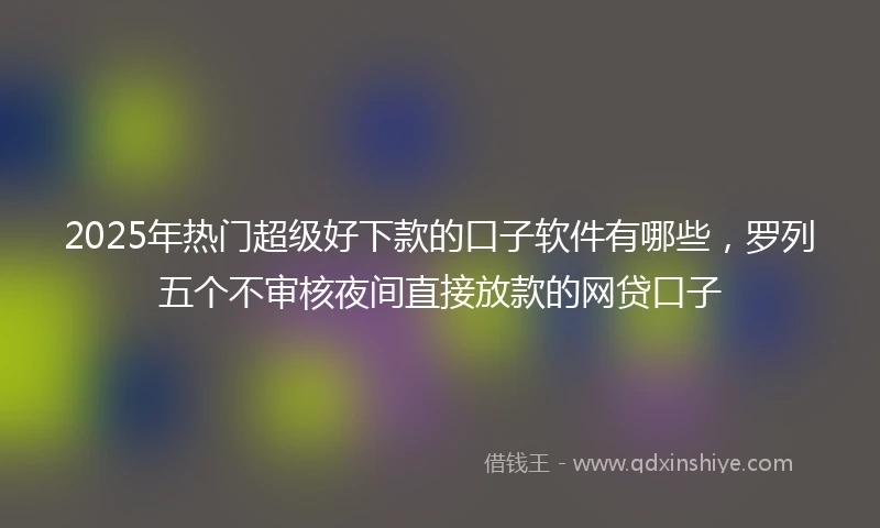 2025年热门超级好下款的口子软件有哪些,罗列五个不审核夜间直接放款的网贷口子