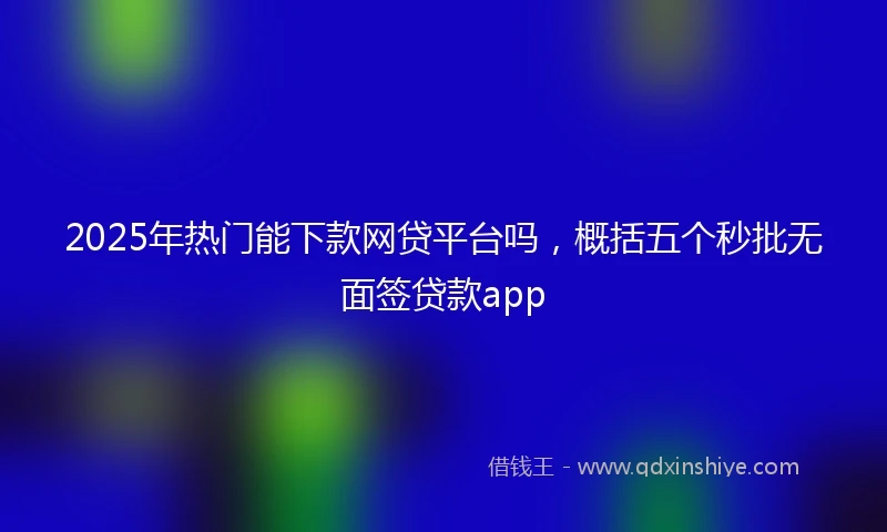 2025年热门能下款网贷平台吗，概括五个秒批无面签贷款app