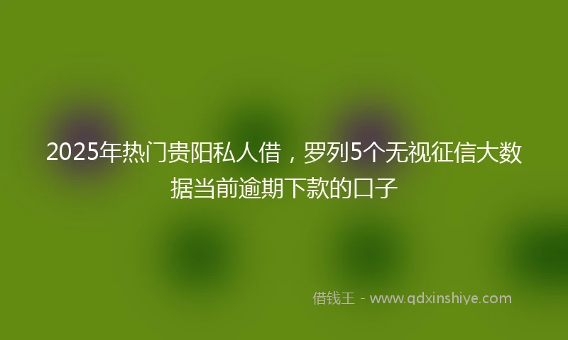 2025年热门贵阳私人借,罗列5个无视征信大数据当前逾期下款的口子