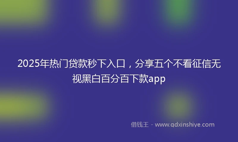 2025年热门贷款秒下入口，分享五个不看征信无视黑白百分百下款app