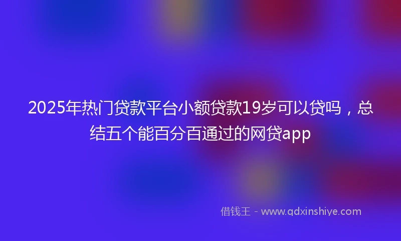 2025年热门贷款平台小额贷款19岁可以贷吗，总结五个能百分百通过的网贷app