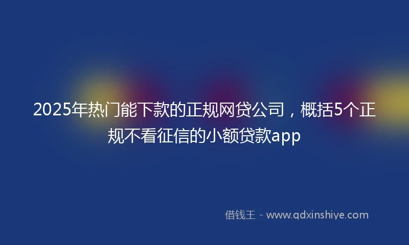 2025年热门能下款的正规网贷公司，概括5个正规不看征信的小额贷款app