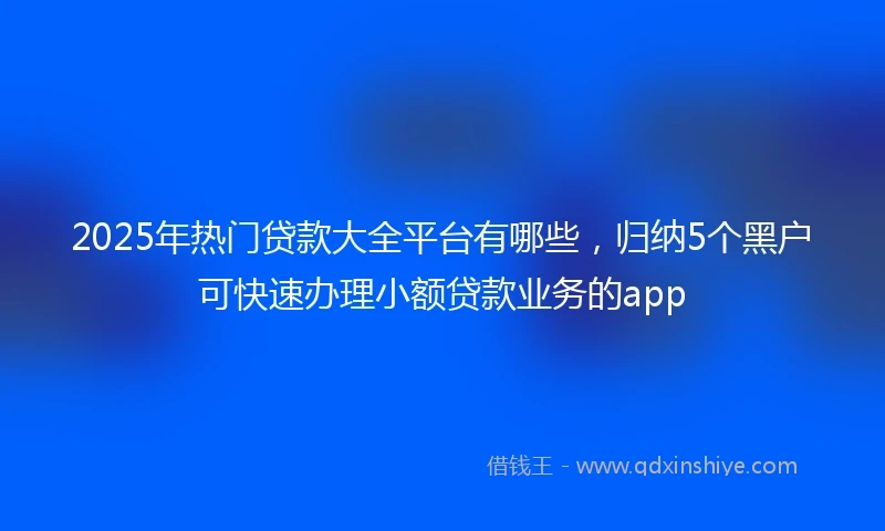 2025年热门贷款大全平台有哪些，归纳5个黑户可快速办理小额贷款业务的app