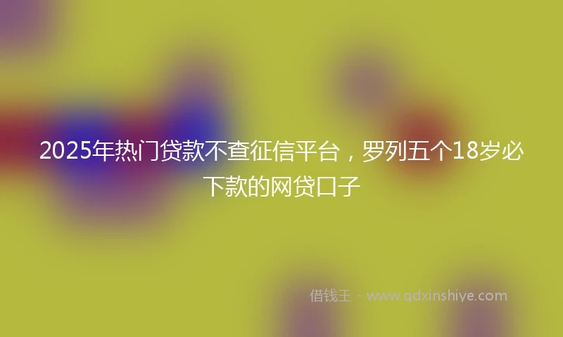 2025年热门贷款不查征信平台，罗列五个18岁必下款的网贷口子
