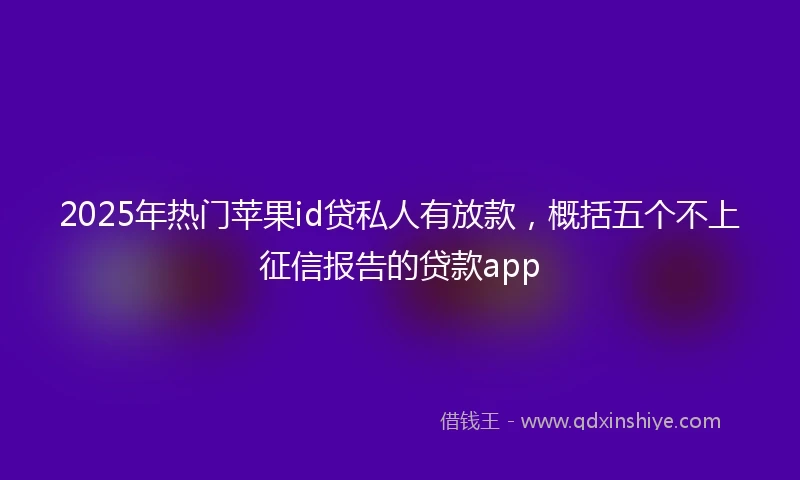 2025年热门苹果id贷私人有放款，概括五个不上征信报告的贷款app