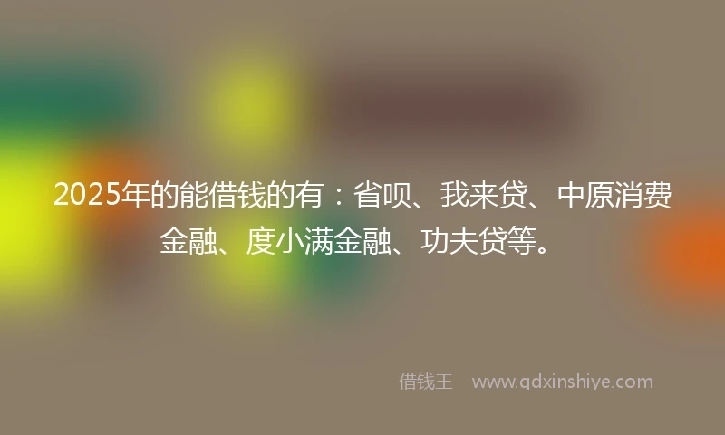 2025年的能借钱的有：省呗、我来贷、中原消费金融、度小满金融、功夫贷等。