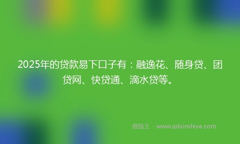 2025年的贷款易下口子有：融逸花、随身贷、团贷网、快贷通、滴水贷等。