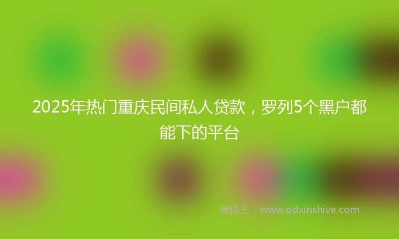 2025年热门重庆民间私人贷款，罗列5个黑户都能下的平台