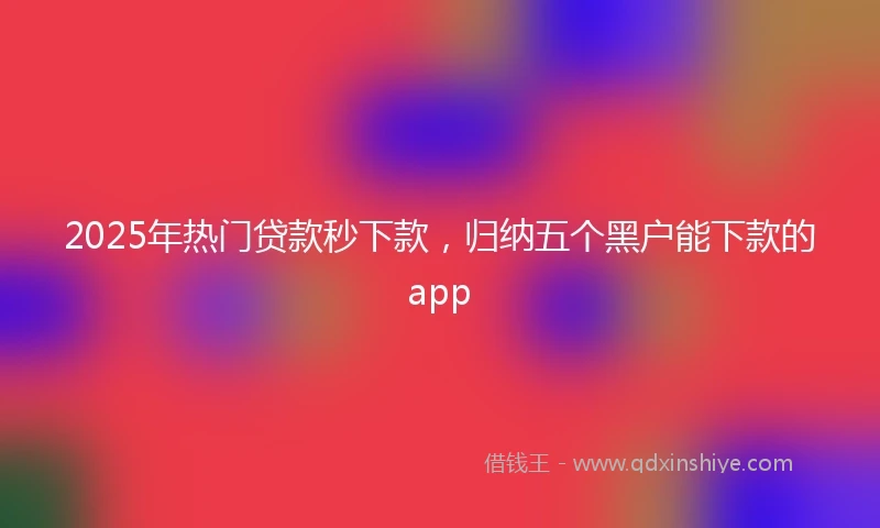 2025年热门贷款秒下款，归纳五个黑户能下款的app