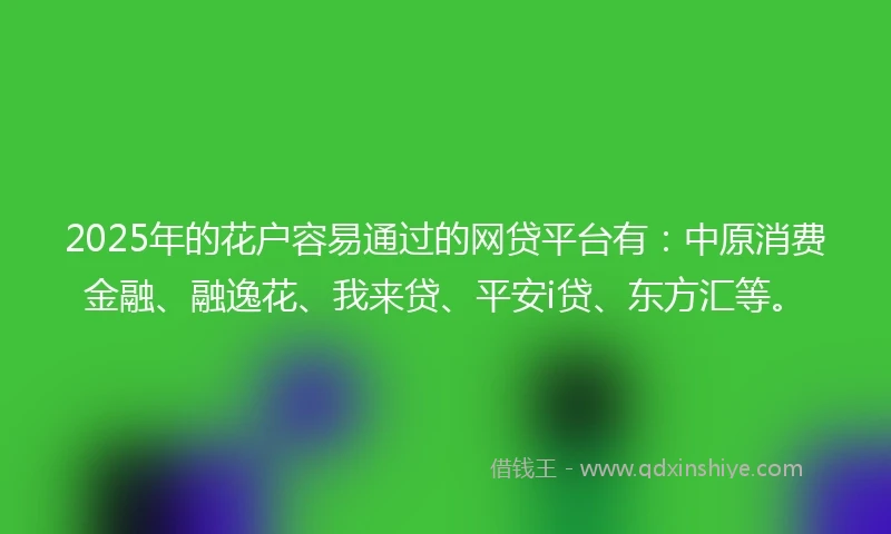 2025年的花户容易通过的网贷平台有：中原消费金融、融逸花、我来贷、平安i贷、东方汇等。