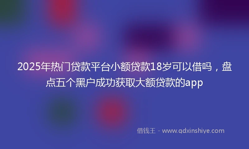 2025年热门贷款平台小额贷款18岁可以借吗，盘点五个黑户成功获取大额贷款的app