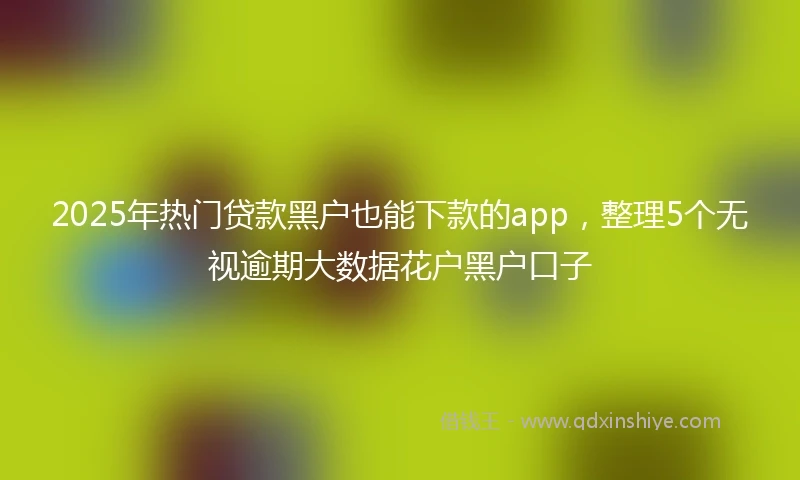 2025年热门贷款黑户也能下款的app，整理5个无视逾期大数据花户黑户口子