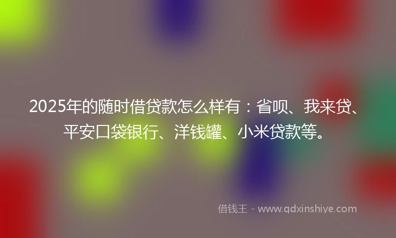 2025年的随时借贷款怎么样有：省呗、我来贷、平安口袋银行、洋钱罐、小米贷款等。